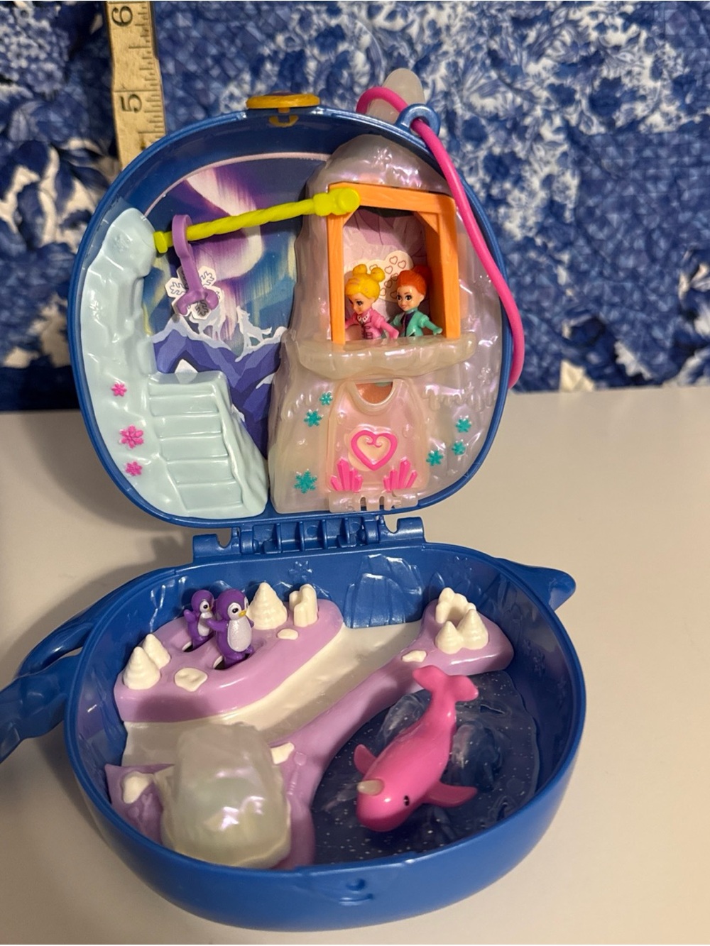 Portable Blue Playset with Pink Dolphin and Purple Accents - Kids Toy